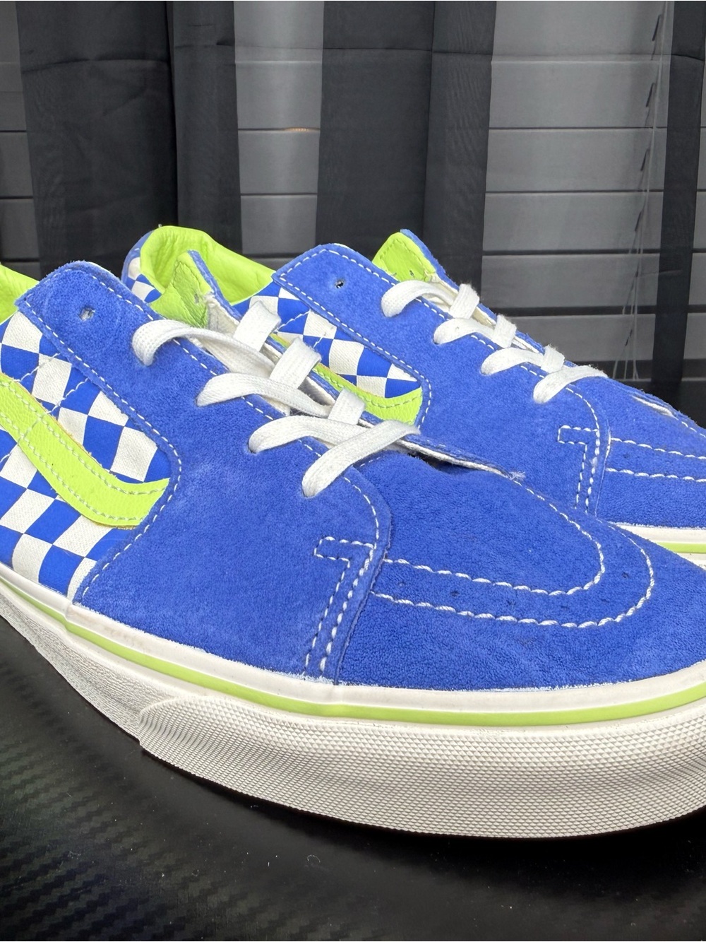 Brand new Vans Mens Sk8 Low Checkerboard Blue Suede Green Men’s size 12